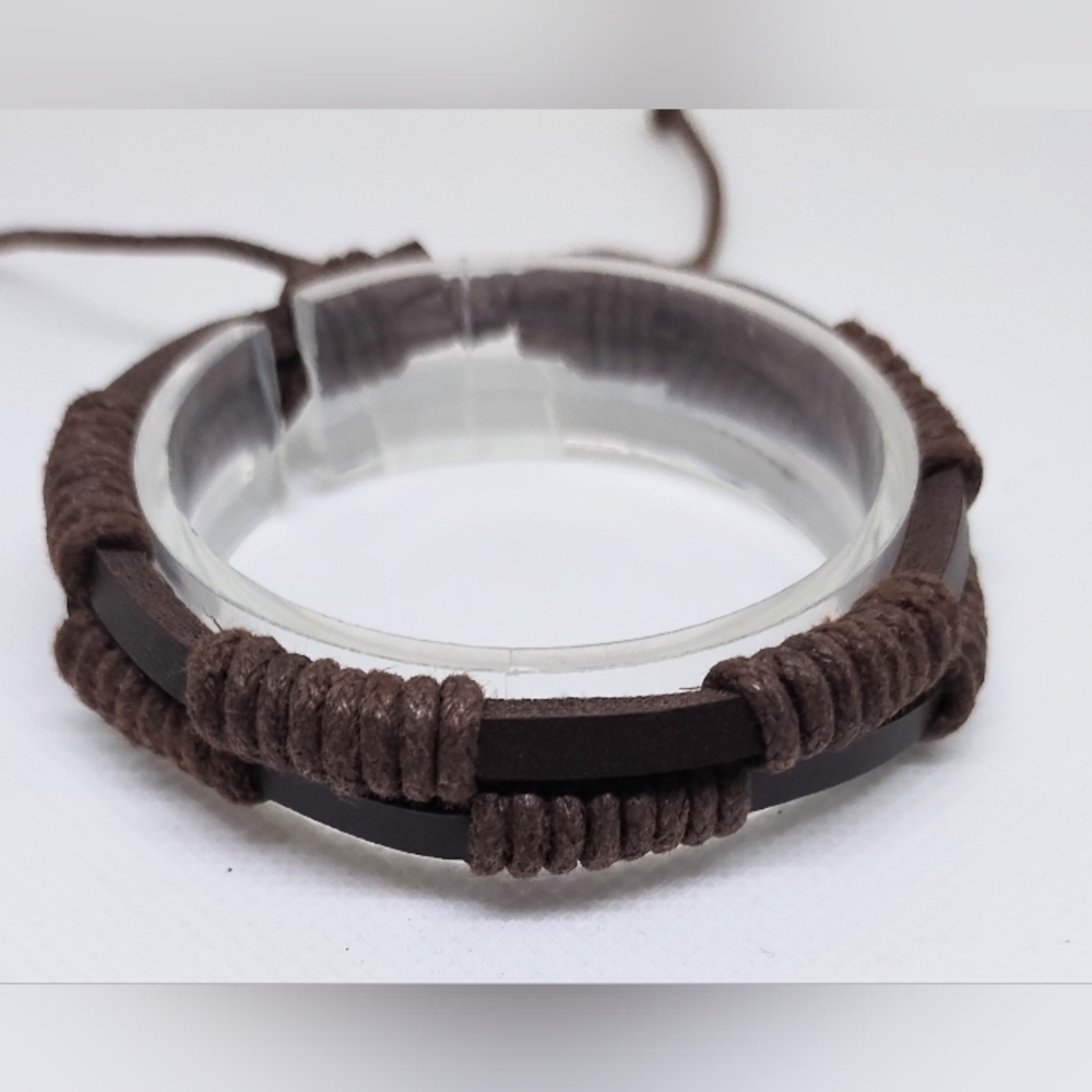 Men's Bracelet Leather Layered Brown New f67‎